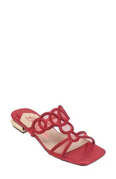 Lady Couture Fab Rhinestone Slide Flat In Red