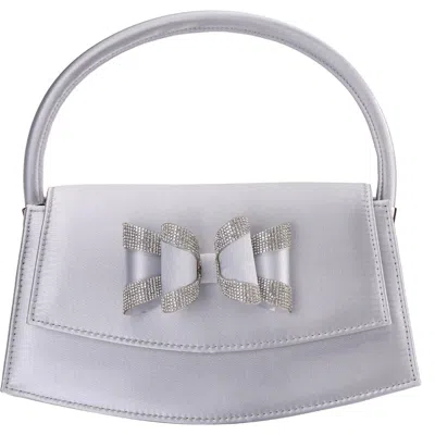 Lady Couture Fantasy Bow Satin Clutch In Silver