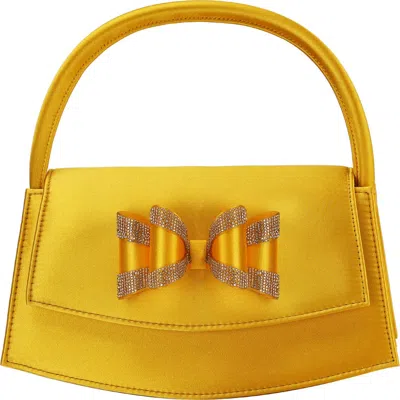 Lady Couture Fantasy Bow Satin Clutch In Yellow