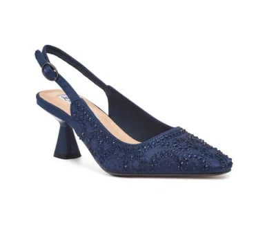 Lady Couture Geometric Rhinestone Design Slingback Pump In Blue