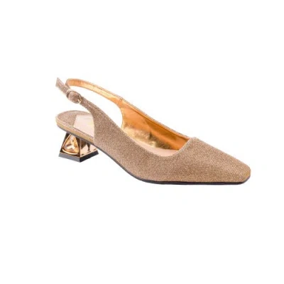 Lady Couture Jewel Heel Slingback Pump In Gold