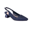 Lady Couture Jewel Heel Slingback Pump In Navy