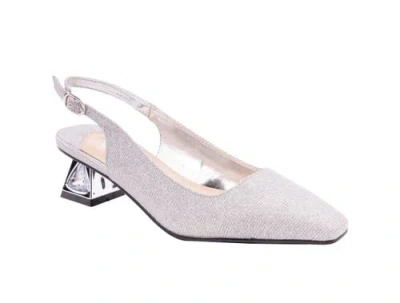 Lady Couture Jewel Heel Slingback Pump In Silver