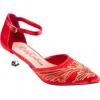 Lady Couture Women's Kate Embroidered Ankle Strap Pumps In Red