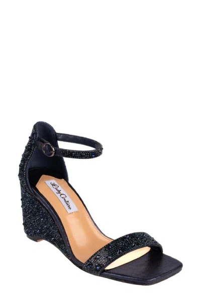 Lady Couture Kloe Crystal Embellished Wedge Sandal In Navy