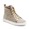Lady Couture Laser Cut High Top  Sneaker With Rhinestones In Gold