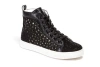 Lady Couture Laser Cut High Top  Sneaker With Rhinestones In Black