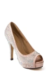Lady Couture Lauren Rhinestone Embellished Platform Sandal In Champagne