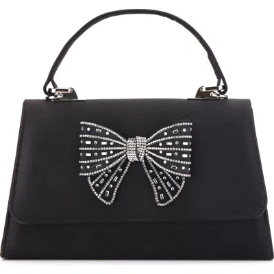 Lady Couture Leslie Crystal Bow Satin Clutch In Black