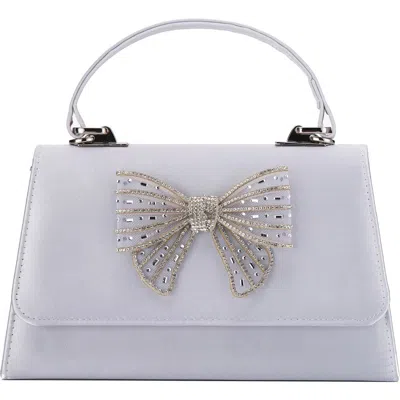 Lady Couture Leslie Crystal Bow Satin Clutch In Silver