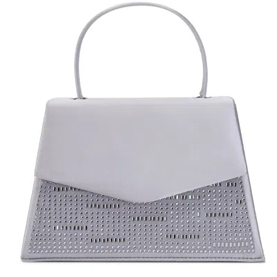 Lady Couture Linda Crystal Satin Clutch In Silver