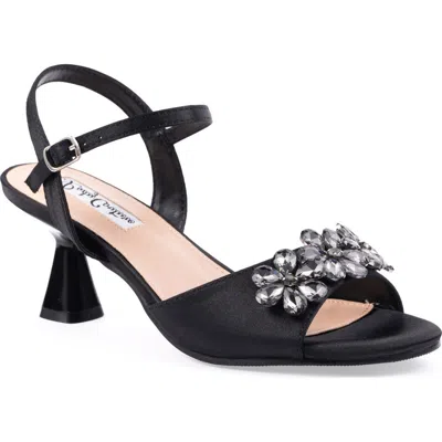 Lady Couture Liz Floral Crystal Sandal In Black