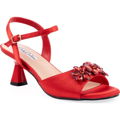 Lady Couture Liz Floral Crystal Sandal In Red