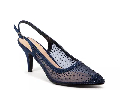 Lady Couture Lola Embellished Pointed Toe Slingback Pump In Navy