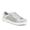 Lady Couture Low Top Laser Cut Sneaker With Rhinestones In Silver