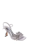 Lady Couture Lust Floral Ankle Strap Sandal In Silver