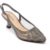 Lady Couture Macy Mesh Rhinestone Slingback Pump In Gray