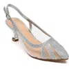 Lady Couture Macy Mesh Rhinestone Slingback Pump In Silver