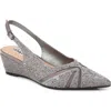Lady Couture Mesh Rhinestone Slingback Wedge Heel Pump In Gray
