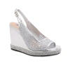 Lady Couture Mesh Wedge Sandal In Silver
