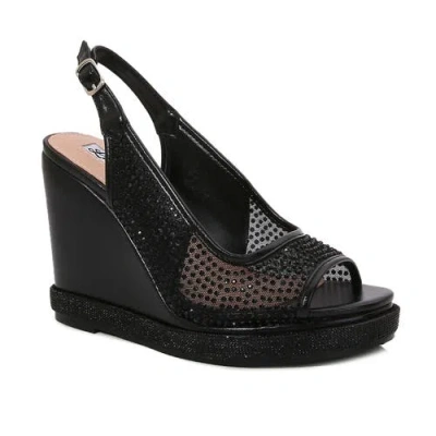 Lady Couture Mesh Wedge Sandal In Black