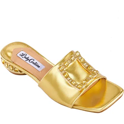 Lady Couture Metallic Jewel Sandal In Gold