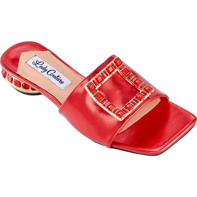 Lady Couture Metallic Jewel Sandal In Red