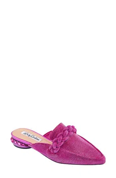 Lady Couture Micro Rhinestone Loafer Mule In Fuchsia