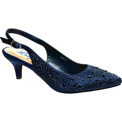Lady Couture Onyx Rhinestone Slingback Pump In Blue