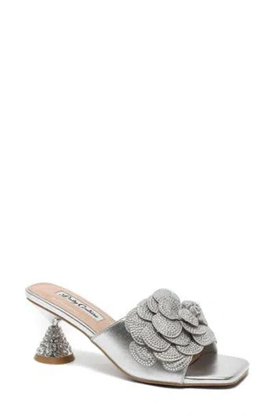 Lady Couture Petal Slide Sandal In Gray