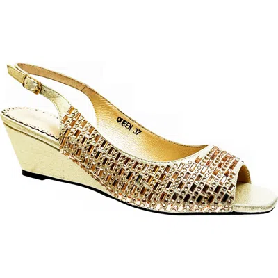 Lady Couture Queen Slingback Wedge Heel Sandal In Champagne