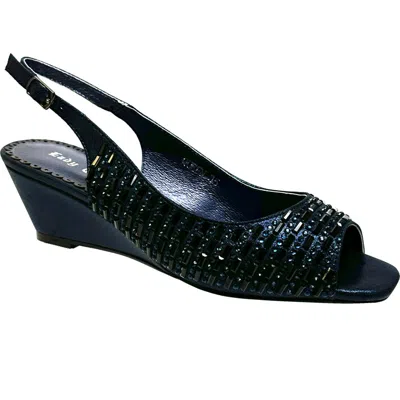 Lady Couture Queen Slingback Wedge Heel Sandal In Navy