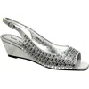 Lady Couture Queen Slingback Wedge Heel Sandal In Silver