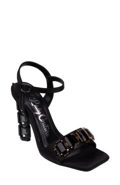 Lady Couture Rhinestone Ankle Strap Sandal In Black