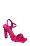Lady Couture Rhinestone Ankle Strap Sandal In Fuchsia