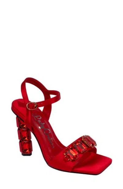 Lady Couture Rhinestone Ankle Strap Sandal In Red
