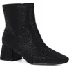 Lady Couture Rhinestone Block Heel  Bootie In Black
