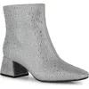 Lady Couture Rhinestone Block Heel  Bootie In Silver