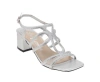 Lady Couture Rhinestone Block Heel Dressy Sandal In Silver