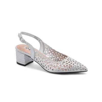 Lady Couture Rhinestone Block Heel Slingbackpump In Silver