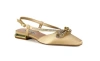 Lady Couture Rhinestone Bow Flat Slingback  Sandal In Gold