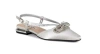 Lady Couture Rhinestone Bow Flat Slingback  Sandal In Silver