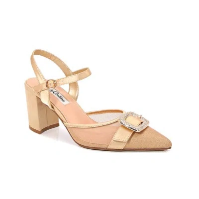 Lady Couture Rhinestone Buckle Pump In Gold
