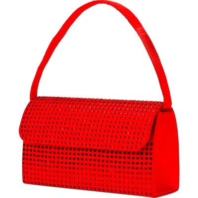 Lady Couture Rhinestone Covered Satin Handbag In Red