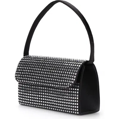 Lady Couture Rhinestone Covered Satin Handbag In Black