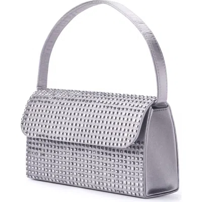 Lady Couture Rhinestone Covered Satin Handbag In Gray