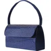 Lady Couture Rhinestone Covered Satin Handbag In Navy