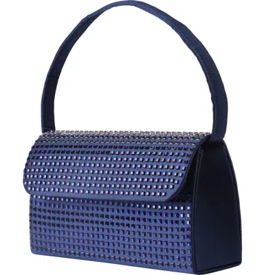 Lady Couture Rhinestone Covered Satin Handbag In Navy
