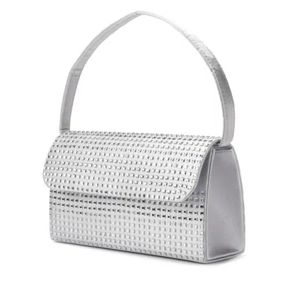 Lady Couture Rhinestone Covered Satin Handbag In Silver