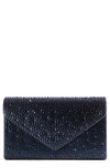 Lady Couture Rhinestone Envelope Clutch In Navy